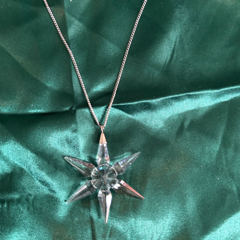 Clear Star Pendant on silver chain Necklace
